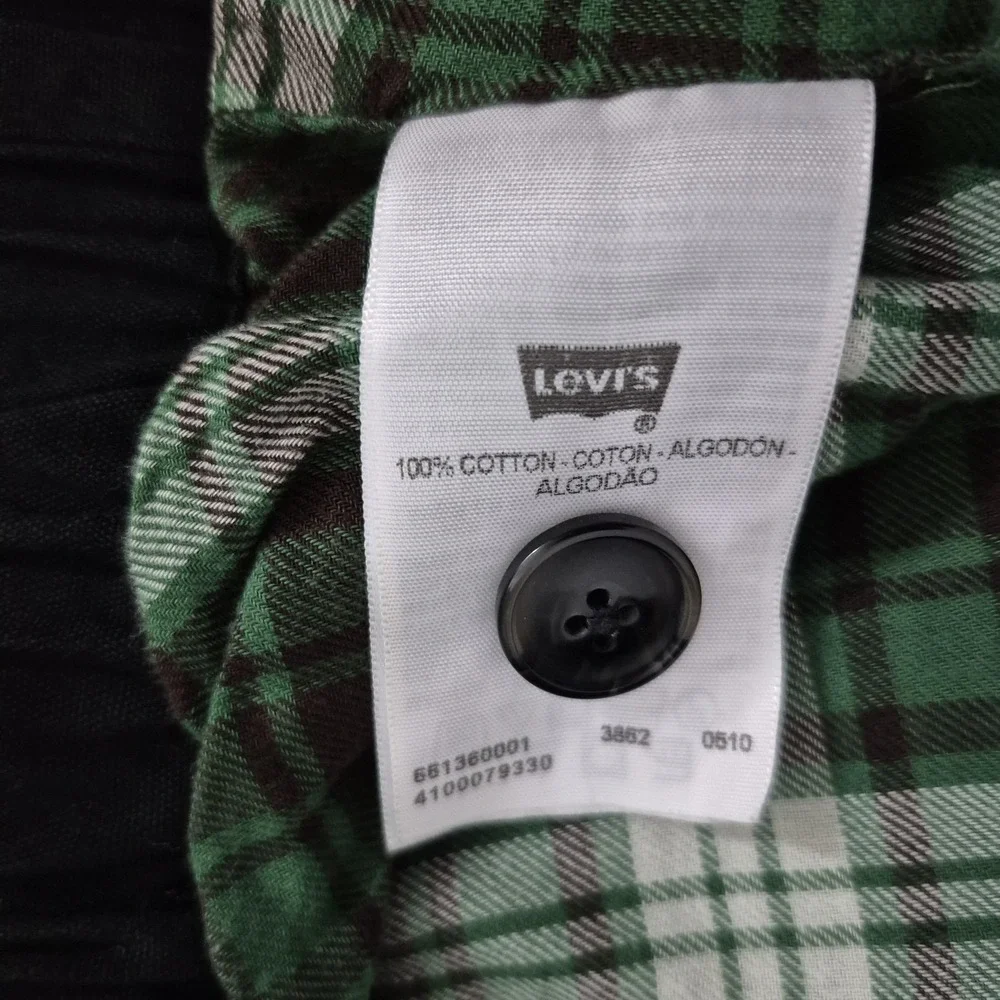 Levis Jacket Mens Small Black Canvas Plaid Lined Hooded Chore‎ Work Full Zip